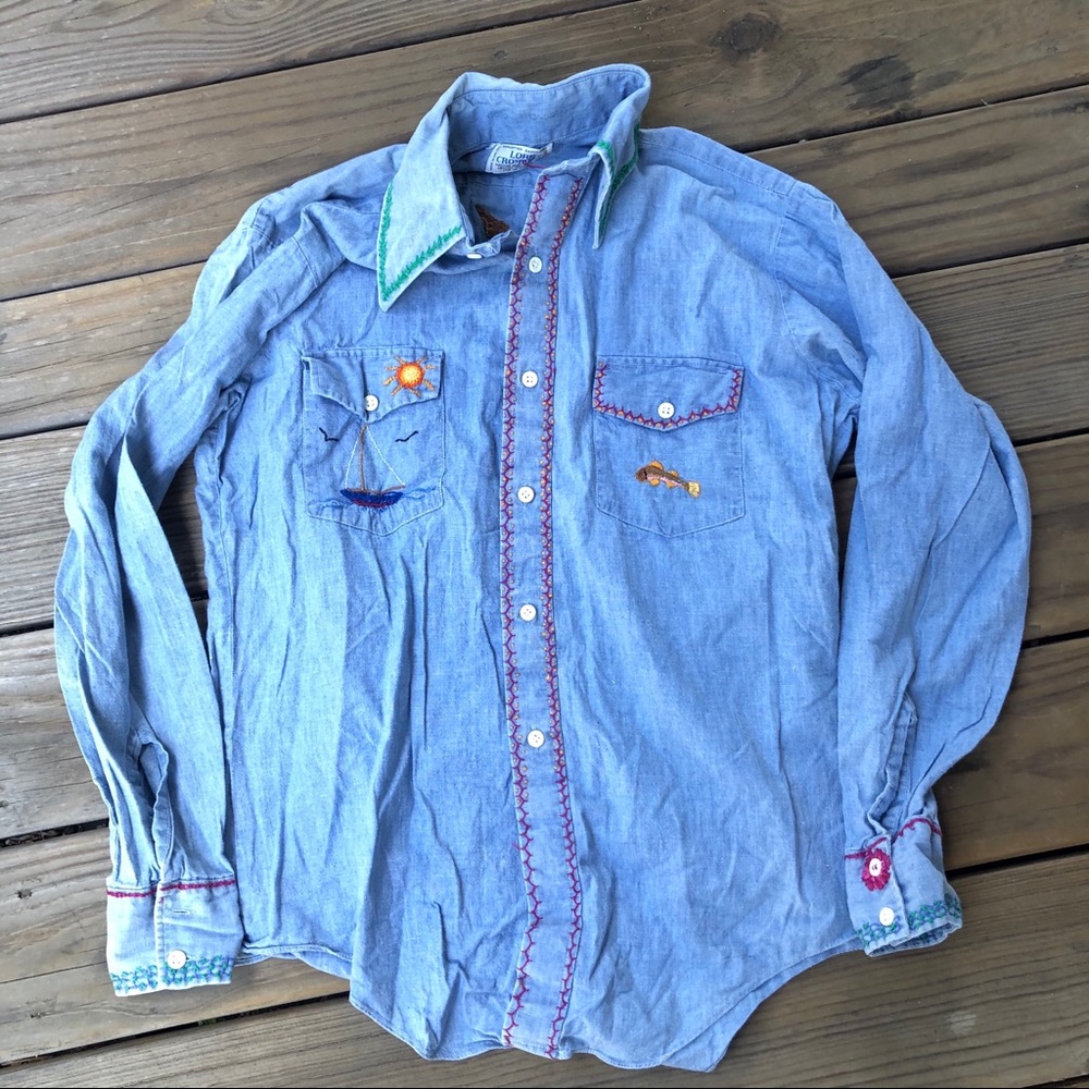 Vintage 1970’s embroidered button down